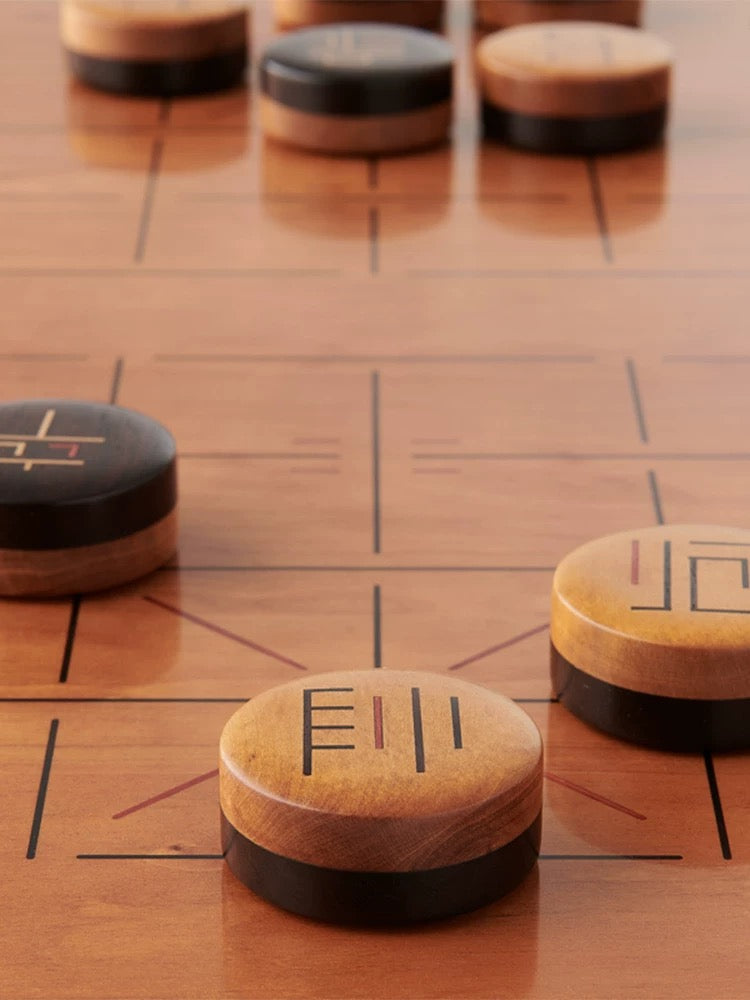 Chinese Chess Set-Cherry Wood, African Blackwood, Boxwood Chinese Chess