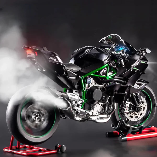 Anyicon 1:6 Scale Kawasaki H2R Motorcycle Model – Ignition-Spray Simulation Alloy Locomotive, Oversized Decorative Display Piece, Perfect Gift