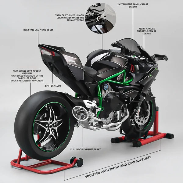Anyicon 1:6 Scale Kawasaki H2R Motorcycle Model – Ignition-Spray Simulation Alloy Locomotive, Oversized Decorative Display Piece, Perfect Gift