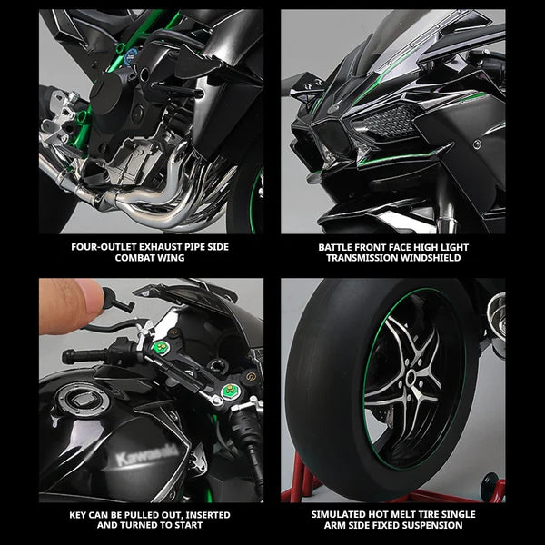 Anyicon 1:6 Scale Kawasaki H2R Motorcycle Model – Ignition-Spray Simulation Alloy Locomotive, Oversized Decorative Display Piece, Perfect Gift