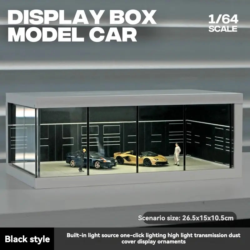 1:64 Scale Alloy Car Model Display Stand with Lighted Garage Scene