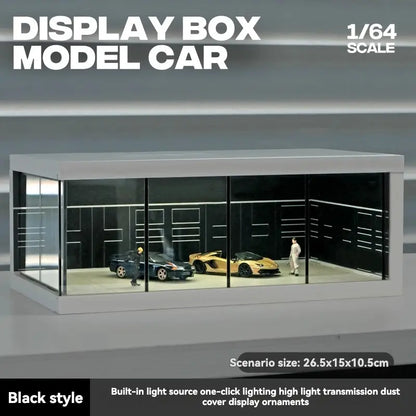 1:64 Scale Alloy Car Model Display Stand with Lighted Garage Scene