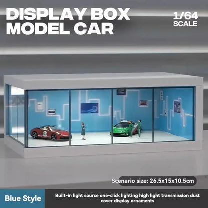 1:64 Scale Alloy Car Model Display Stand with Lighted Garage Scene