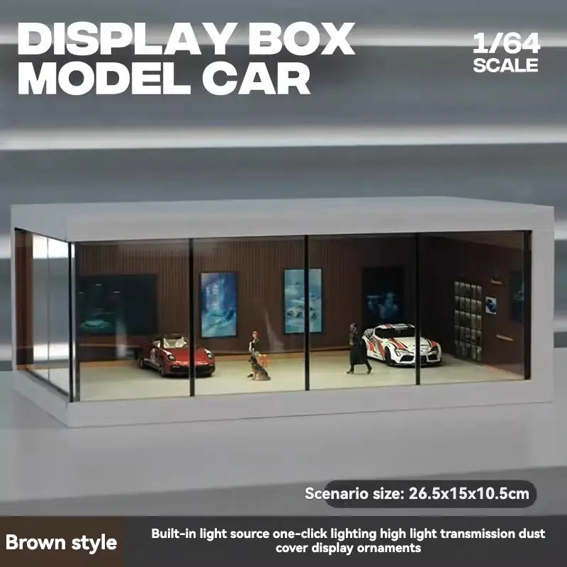 1:64 Scale Alloy Car Model Display Stand with Lighted Garage Scene
