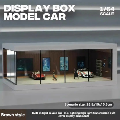 1:64 Scale Alloy Car Model Display Stand with Lighted Garage Scene