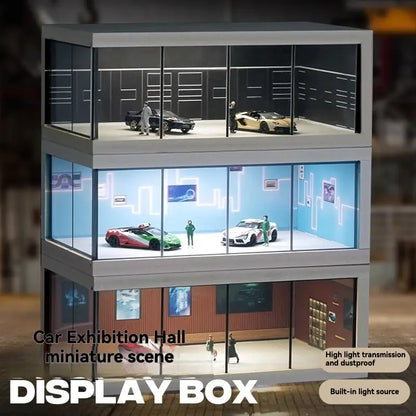 1:64 Scale Alloy Car Model Display Stand with Lighted Garage Scene