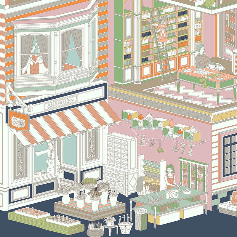 "Brooklyn Memories" 18mm Fine Silk Twill Hand-Rolled Edge Mulberry Silk Scarf（blue）