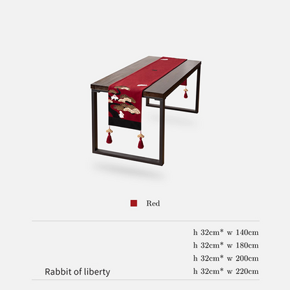 Silk Embroidery Red Table Runner