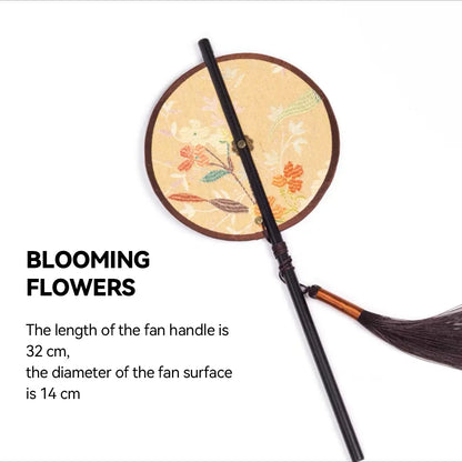 Nanjing Yunjin Brocade Waist Fan - Traditional Chinese Handmade Foldable Fan for Hanfu and Cheongsam