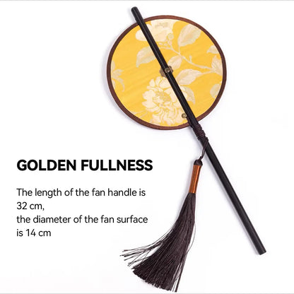 Nanjing Yunjin Brocade Waist Fan - Traditional Chinese Handmade Foldable Fan for Hanfu and Cheongsam