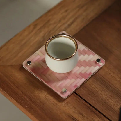 Handmade Bamboo-woven Coaster-Colorful Version