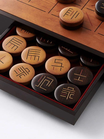 Chinese Chess Set-Cherry Wood, African Blackwood, Boxwood Chinese Chess