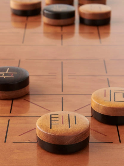 Chinese Chess Set-Cherry Wood, African Blackwood, Boxwood Chinese Chess