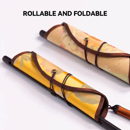 Nanjing Yunjin Brocade Waist Fan - Traditional Chinese Handmade Foldable Fan for Hanfu and Cheongsam
