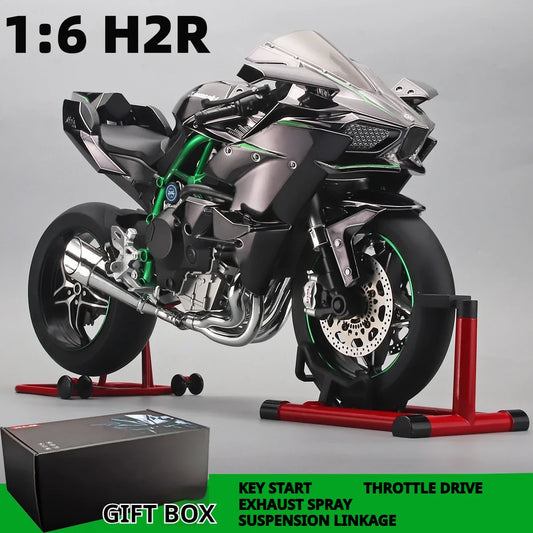 Anyicon 1:6 Scale Kawasaki H2R Motorcycle Model – Ignition-Spray Simulation Alloy Locomotive, Oversized Decorative Display Piece, Perfect Gift
