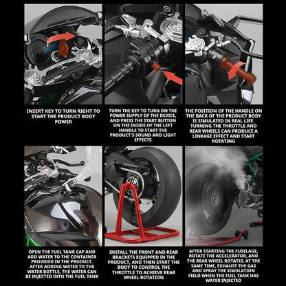 Anyicon 1:6 Scale Kawasaki H2R Motorcycle Model – Ignition-Spray Simulation Alloy Locomotive, Oversized Decorative Display Piece, Perfect Gift