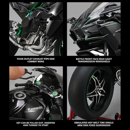 Anyicon 1:6 Scale Kawasaki H2R Motorcycle Model – Ignition-Spray Simulation Alloy Locomotive, Oversized Decorative Display Piece, Perfect Gift